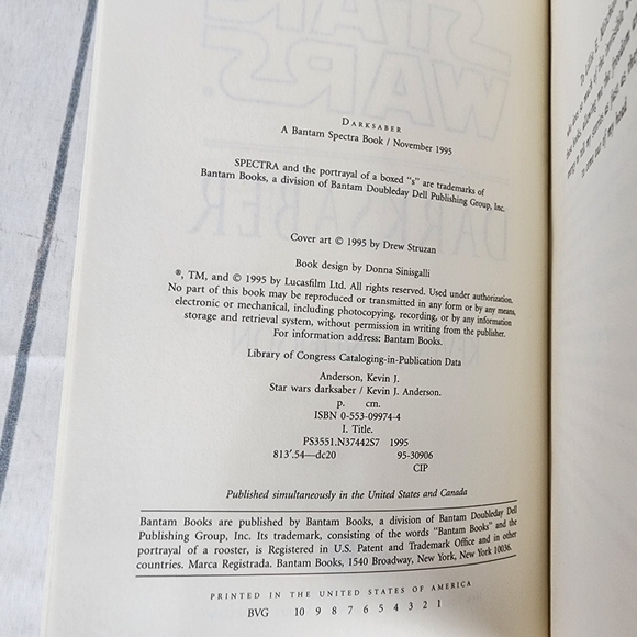 Star Wars Dark Saber Vintage 1995 Hardcover Book By Kevin Anderson - Picture 8 of 13